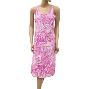 Lilly Pulitzer Lela Henley Tank MIdi Dress Printed Cotton Sleeveless S 288385